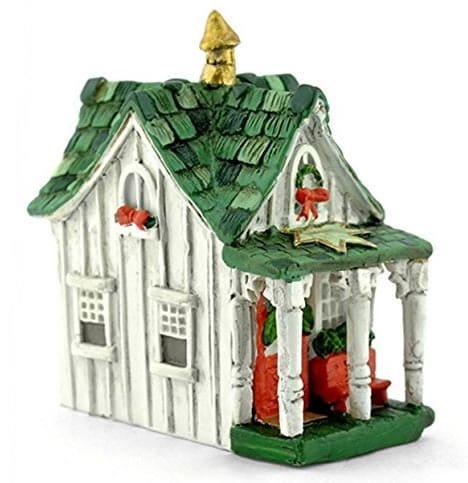 Green and White Christmas Holiday Light Up House