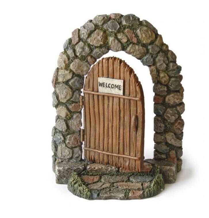Arched Stone Doorway, Standing Fairy Garden Welcome Door, 7" Doorway