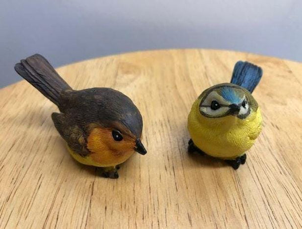 2 Miniature Colorful Resin Birds
