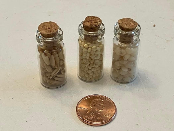 Dollhouse Miniature Filled Canisters with Corks, Set of 3 Shadow Box Bottles, Dollhouse Kitchen Supply
