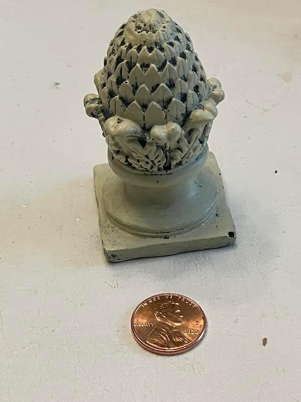 Dollhouse Miniature Outdoor Pedestal, Miniature Artichoke Shaped Finial Statue