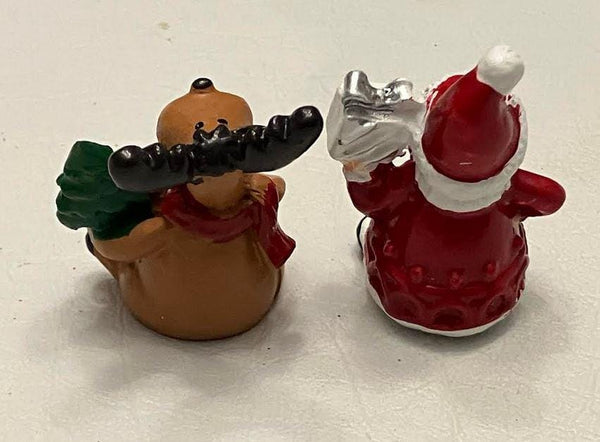 Miniature Santa and Reindeer Figurine