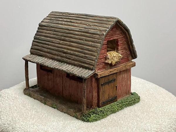 Red Barn with a Brown Roof Fairy Miniature Barn