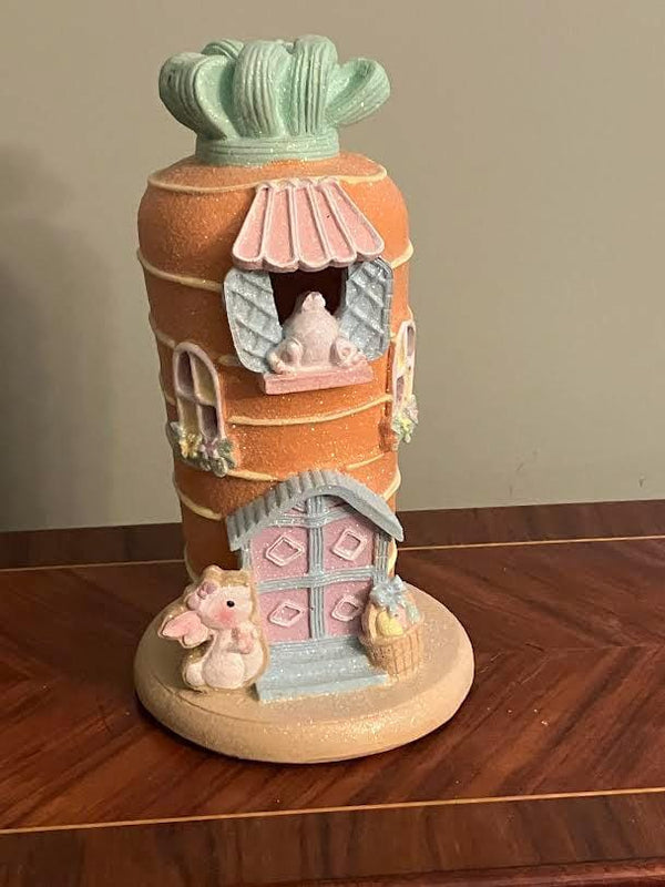 Carrot House with Bunnies Glittery Light Up LED Spring House 8