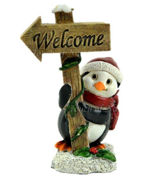 Penguin with Winter  Welcome Sign