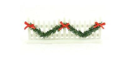 White Christmas Fence with Garland