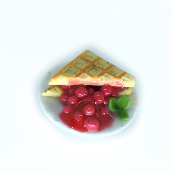 Dollhouse Miniature Cherry or Blueberry Filled Waffle