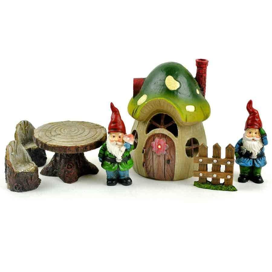 Gnome  Fairy Garden Kit with a Mushroom House