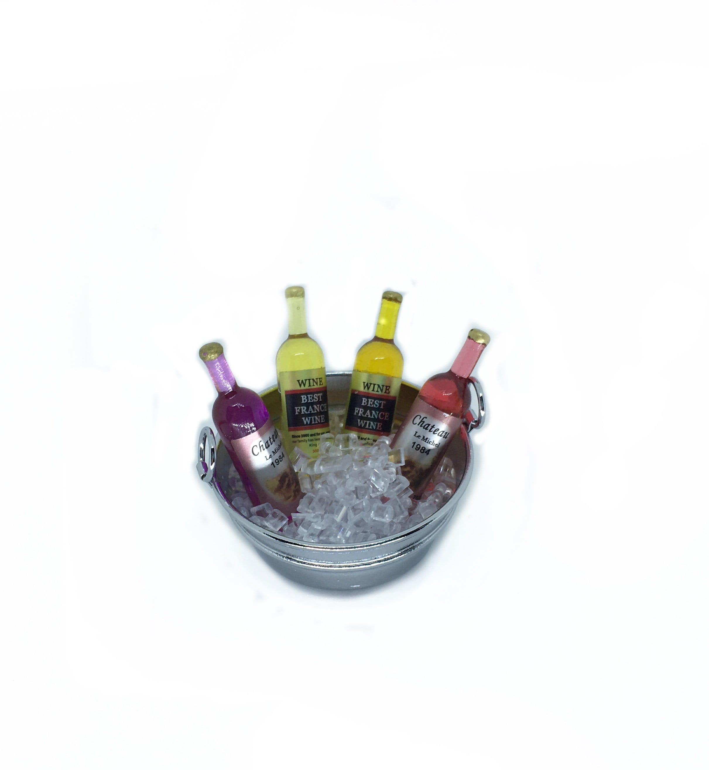 Miniature Wine Bottles in a Bucket