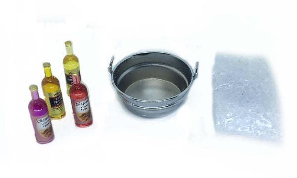 Miniature Wine Bottles in a Bucket