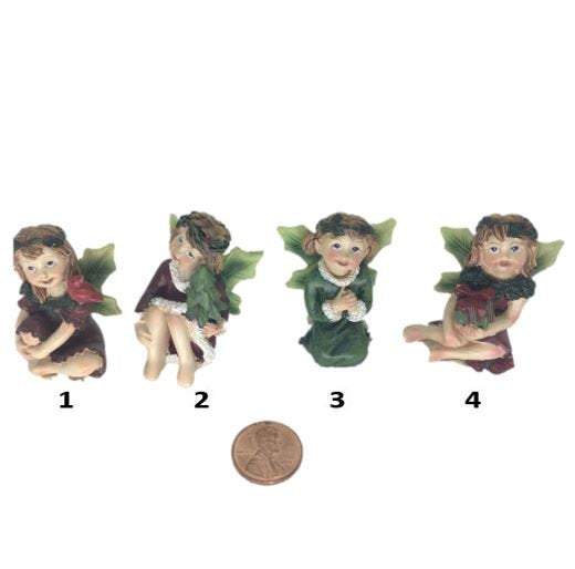 Christmas Fairy Figurines with Holly Leaf Wings