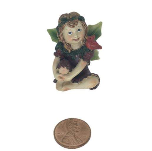 Christmas Fairy Figurines with Holly Leaf Wings