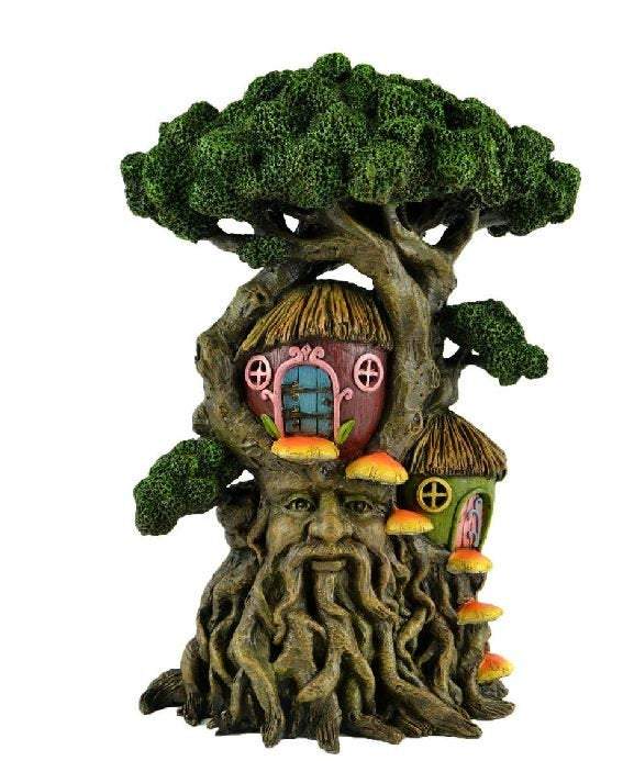 Mythical Fairy Garden Tree with a Face and 2 Tree Houses