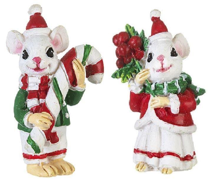 Red and Green Christmas Mice Miniatures