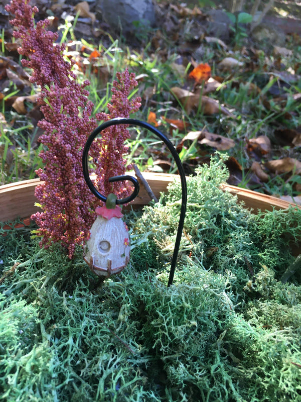 Fairy Garden Hanging Birdhouse with Shepherd Hook