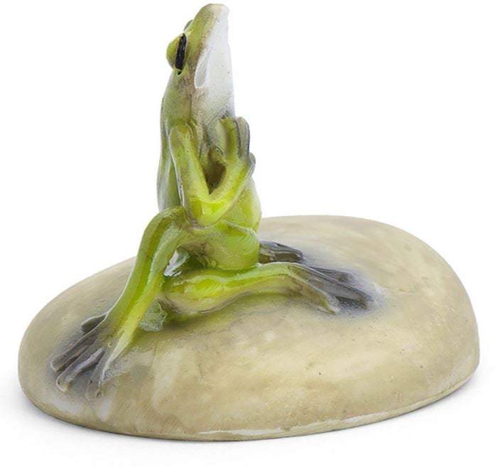 Choice of Yoga Frog, Zen Garden Frog on Stone Base, Terrarium Frog
