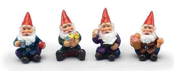 Miniature Gnomes, Set of 4 Fairy Garden Gnomes,  Choice of 1.75&quot; Gnome Set or  1.25&quot; Gnome Set