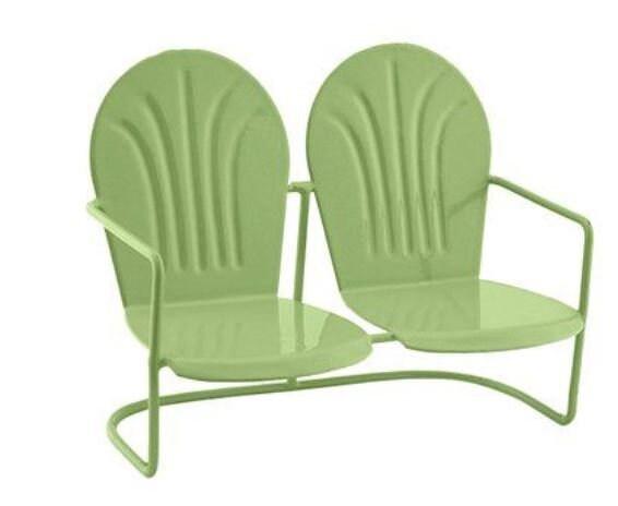 Miniature Red, Green or Yellow Double Glider Chair, Color Choice of Retro Outdoor Chair,  2.75