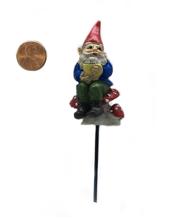 Gnome with Coffee, Soren the Caffeinated Gnome on a Pick, 2.75