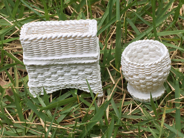 Choice of Miniature White Planter, Dollhouse Planter, Faux Wicker White Planter