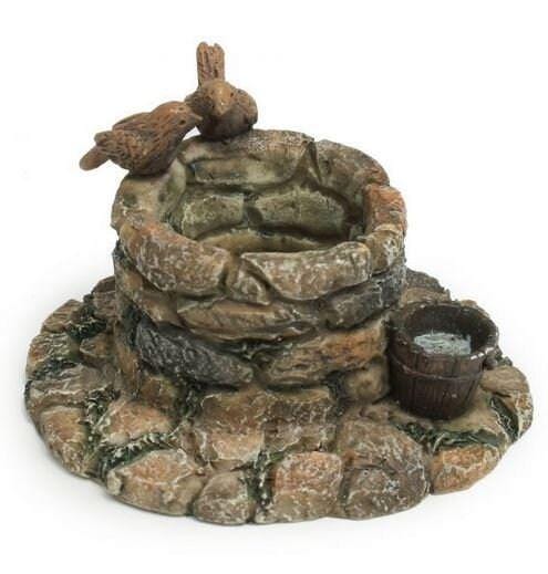 Miniature Stone Lined Well, Fairy Garden Well with Bucket, Fairy Garden Accessory