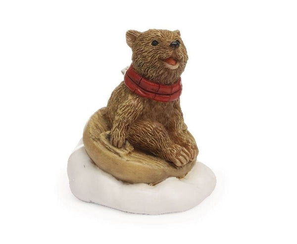 Brown Bear on the Snow, Holiday Tubing Bear,  Winter Bear
