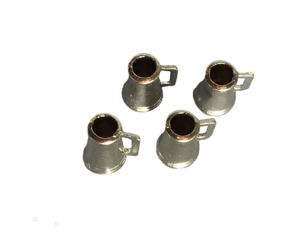 Miniature Beer Tankards,  Metal Beer Mugs, 1:12 Scale Dollhouse Miniature Cups