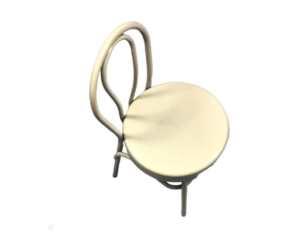 White Metal Dollhouse Chair, Dollhouse Kitchen Chair, Miniature Retro Diner Chair, Dollhouse Furniture