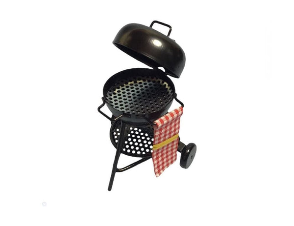 Miniature Kettle Barbeque Grill, Dollhouse Outdoor Cooker, Miniature Camp Stove
