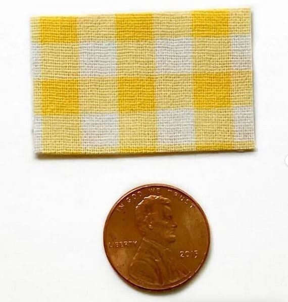 2 Dollhouse Kitchen Table Settings, Yellow Placemats and Napkins with Plates and Cutlery, Miniature Kitchen Table Setting