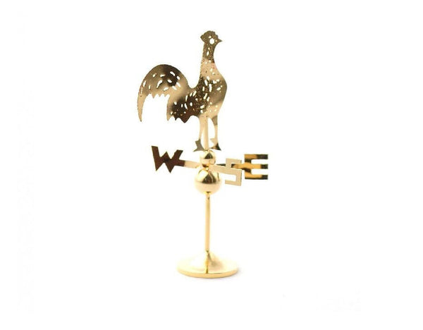 Miniature Rooster Weather Vane, Brass Dollhouse Cockarell Weather Vane