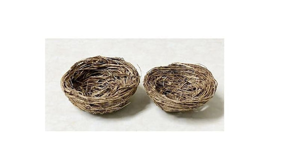 Pair of Miniature Nests, Artificial 1.5" Bird Nests, Tiny Nests