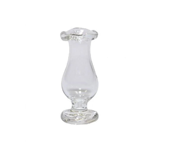 Dollhouse Miniature Pedestal Vase, Clear Glass Flower Vase