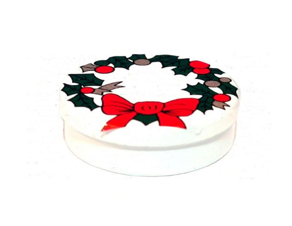 Miniature Holiday Cookie Tin, White Christmas Tin, Painted Dollhouse Tin, 1