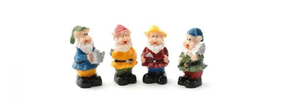 Set of 4 Miniature Jolly Gnomes, Micro-Mini Gnomes, Fairy Garden Gnomes, Gnome Cake Topper