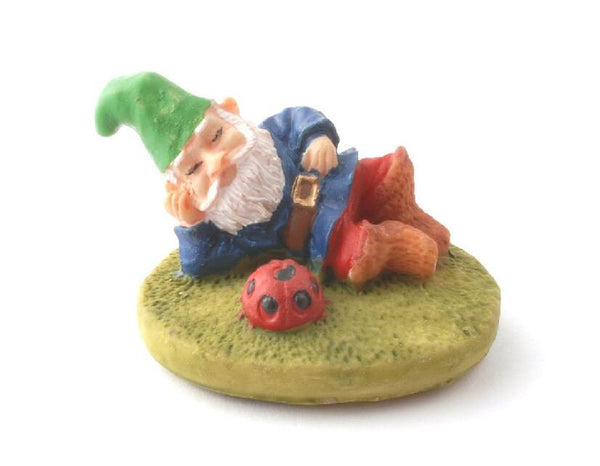 Pair of Micro Mini Relaxing Gnomes, Tiny Fairy Garden Gnomes, Terrarium Gnomes