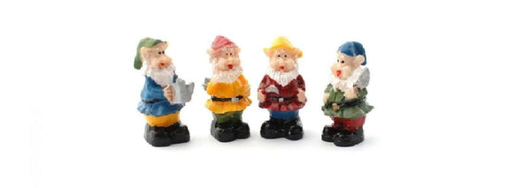 Set of 4 Miniature Jolly Gnomes, Micro-Mini Gnomes, Fairy Garden Gnomes, Gnome Cake Topper