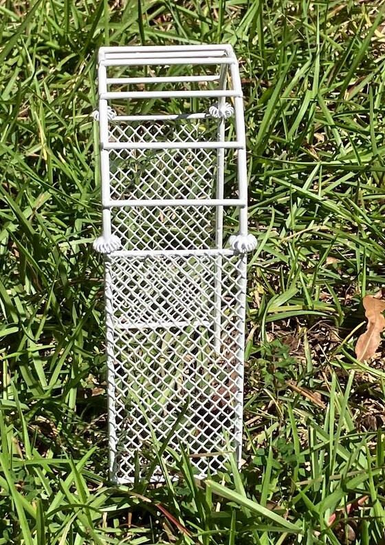 Miniature White Metal Arch, Trellis Arbor for Fairy Garden and Dollhouses