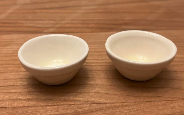 Dollhouse Miniature White Bowls, Pair of Dollhouse Kitchen Bowls, Dollhouse Fruit Bowls