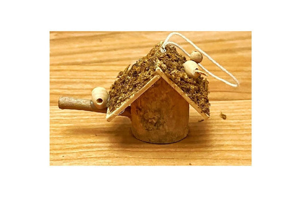 Miniature Wooden Birdhouse, Fairy Garden Birdhouse with Moss Roof