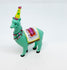 Miniature Green Llama in a Party Hat, Party Llama Gift for Llama Collector, Llama Cake Topper