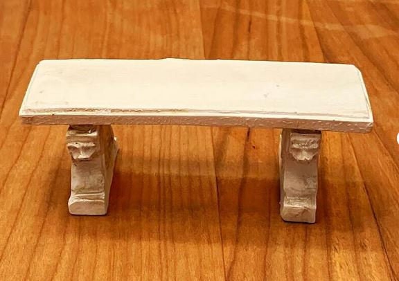 Miniature White Fairy Garden Bench, Resin Garden Seat, 1:12 Scale