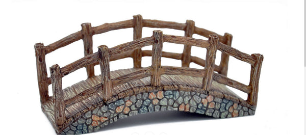 Miniature Wood and Stone Country Bridge, Fishing Bridge, Fairy Garden Bridge