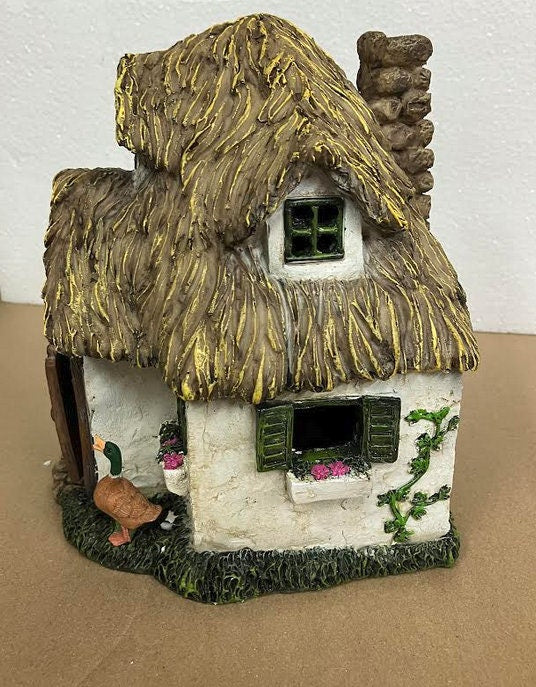 Miniature Country Cottage with Grass Roof, Cotswold Cottage, Fairy Garden House