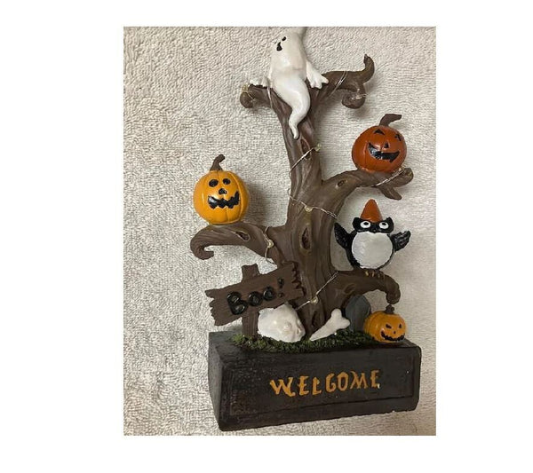 Halloween Tree Miniature, LED Spooky Tree, Fall Fairy Garden, Halloween Tabletop Figurine