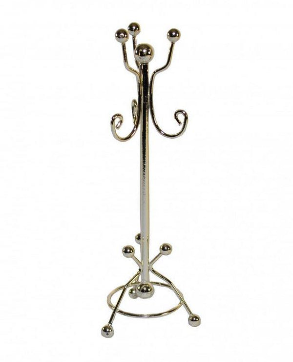 Miniature Metal Coat Rack, Standing Gold Tone Dollhouse Hallway Coat Hook