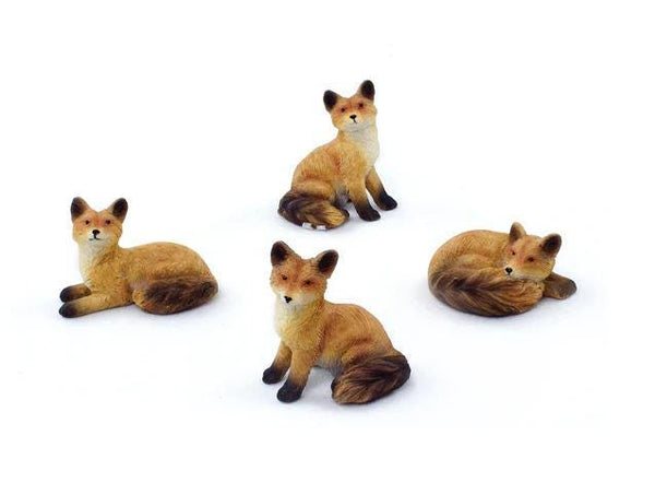 Pair of Miniature Foxes, Fairy Garden Animals, Animal Cake Topper