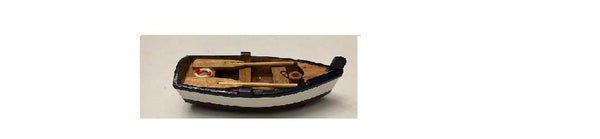 Miniature Blue and White Rowboat, Fairy Garden Boat, Gift for Fisherman, Lake Theme Cake Topper