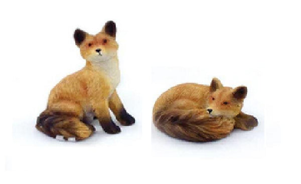 Pair of Miniature Foxes, Fairy Garden Animals, Animal Cake Topper