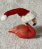 Miniature Flamingo in a Santa Hat, Festive Flamingo, Whimsical Holiday Miniature